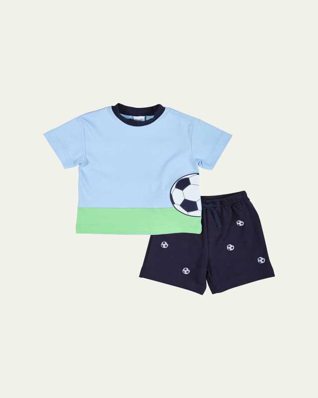 Boy's Soccer Ball Shirt & Shorts Set, Size 12M-